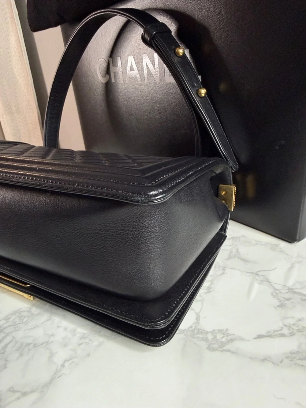 CHANEL Boy Bag Medium with Gold Hardware